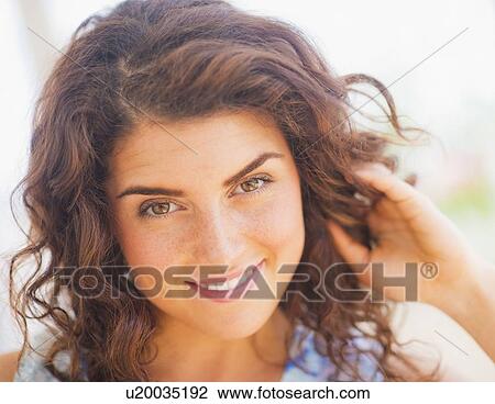 Portrait of smiling woman View Large Photo Image Stock Image - Portrait of smiling woman . Fotosearch