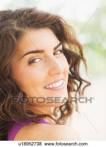 Portrait of smiling woman View Large Photo Image Stock Photo - Portrait of smiling woman. Fotosearch
