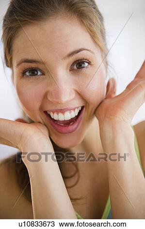 Portrait of woman smiling View Large Photo Image Stock Image - Portrait of woman smiling. Fotosearch