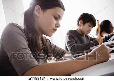 Picture - Schoolchildren (10-11, 12-13) at school. Fotosearch