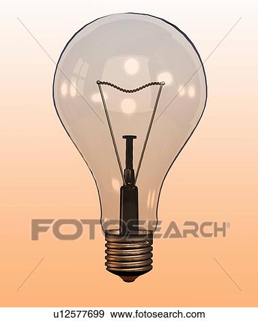 Stock Photo - Single "light bulb" on coloured background. Fotosearch