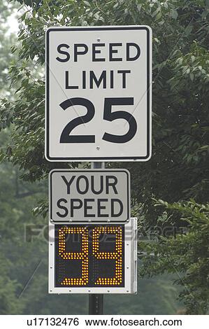 Stock Photograph - Speed limit of 25 miles per hour. Fotosearch