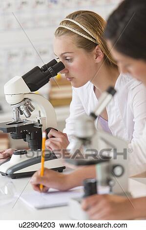 Students (16-19) in chemistry lab using microscope View Large Photo Image Stock Image - Students (16-19) in chemistry lab using microscope. Fotosearch