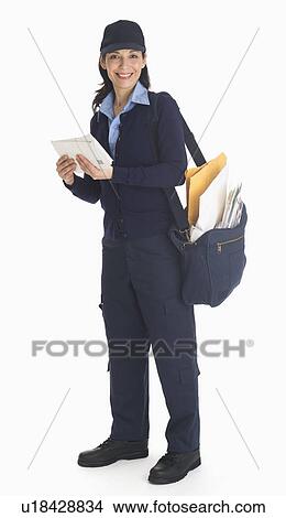 Studio shot of female postal worker View Large Photo Image Picture - Studio shot of female postal worker. Fotosearch