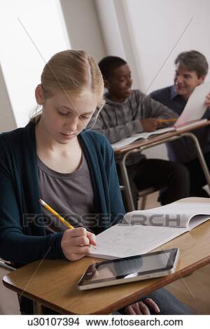 Picture - Teenagers(14-15) at school. Fotosearch