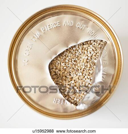 Tin with wheat inside, studio shot View Large Photo Image Stock Photo - Tin with wheat inside, studio shot. Fotosearch