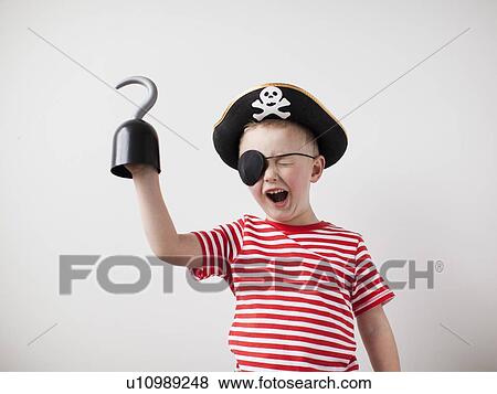 Toddler boy (2-3) dressed-up as pirate View Large Photo Image Stock Photo - Toddler boy (2-3) dressed-up as pirate. Fotosearch