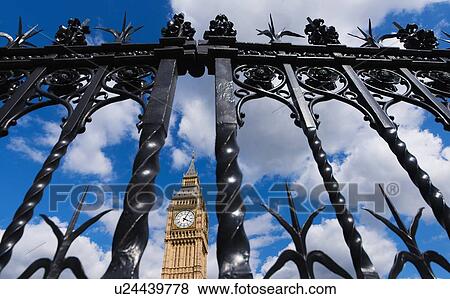 Stock Photo - UK, England, London, Parliament gate and Big Ben. Fotosearch