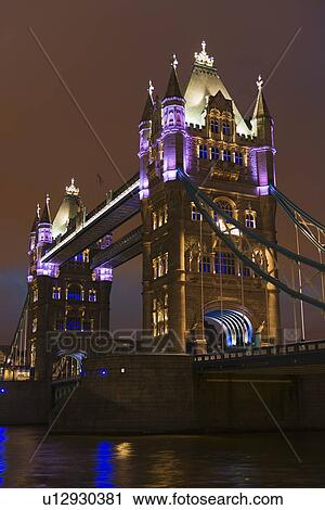 UK, England, London, Tower Bridge at night View Large Photo Image Stock Image - UK, England, London, Tower Bridge at night. Fotosearch