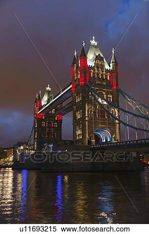 UK, England, London, Tower Bridge at night View Large Photo Image Stock Photography - UK, England, London, Tower Bridge at night. Fotosearch