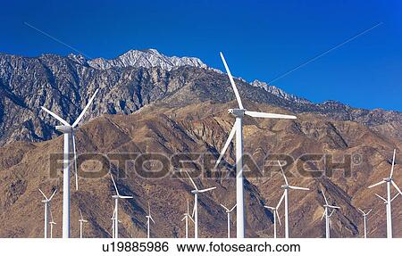 Stock Photograph - USA, California, Palm Springs, Wind farm. Fotosearch