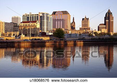 USA, Wisconsin, Milwaukee, City view View Large Photo Image Stock Photograph - USA, Wisconsin, Milwaukee, City view. Fotosearch