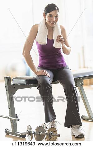 Woman in gym View Large Photo Image Stock Photo - Woman in gym. Fotosearch