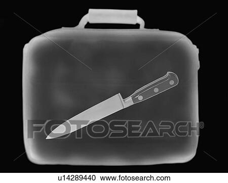X-ray image showing briefcase containing knife View Large Photo Image Stock Image - X-ray image showing briefcase containing knife. Fotosearch