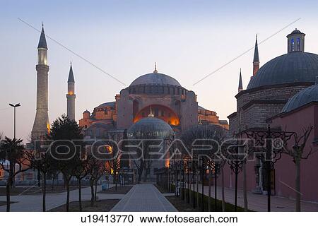 Stock Image - Aya Sofya at dawn, Istanbul, Turkey. Fotosearch