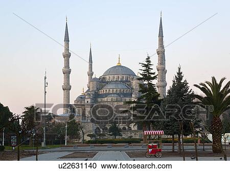 Stock Image - Blue Mosque at dawn, Istanbul, Turkey. Fotosearch