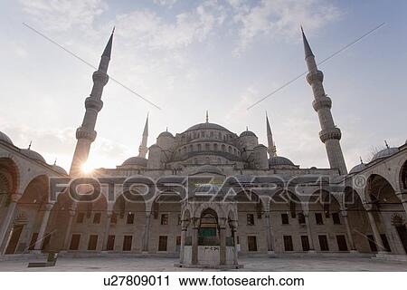 Blue Mosque courtyard at dawn, Istanbul, Turkey View Large Photo Image Stock Image - Blue Mosque courtyard at dawn, Istanbul, Turkey. Fotosearch