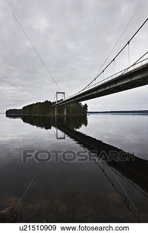 Bridge reflected in still lake View Large Photo Image Stock Photo - Bridge reflected in still lake. Fotosearch