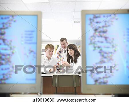 Chemistry students examining models View Large Photo Image Stock Image - Chemistry students examining models. Fotosearch