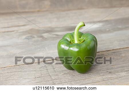 Stock Image - Close up of green bell pepper. Fotosearch
