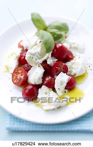 Close up of plate of tomatoes with mozzarella View Large Photo Image Picture - Close up of plate of tomatoes with mozzarella . Fotosearch