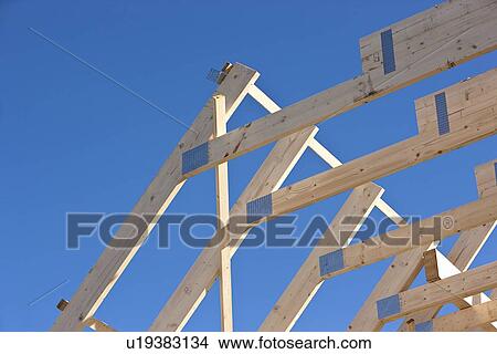Picture - Close up of roof under construction. Fotosearch