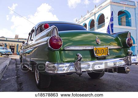Stock Image - Close up of tail lights of vintage car. Fotosearch