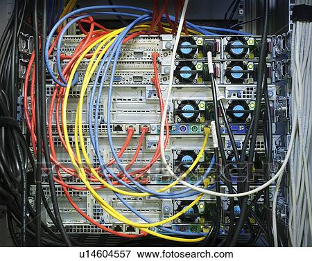 Close up of wires on server View Large Photo Image Stock Photo - Close up of wires on server. Fotosearch