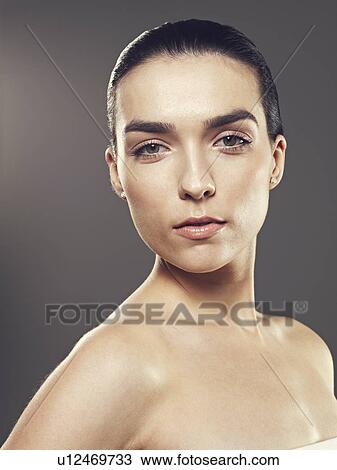Close up of womans face and shoulders View Large Photo Image Stock Image - Close up of womans face and shoulders. Fotosearch
