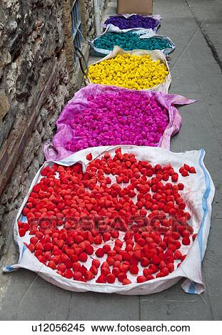 Stock Photography - Coloured wood pieces to make souvenir spinning tops at the grand bazaar, Istanbul, Turkey. Fotosearch