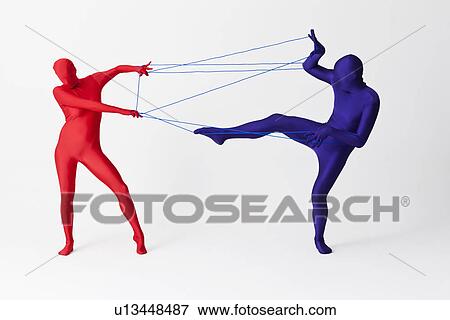 Couple in bodysuits playing with string View Large Photo Image Stock Photo - Couple in bodysuits playing with string. Fotosearch