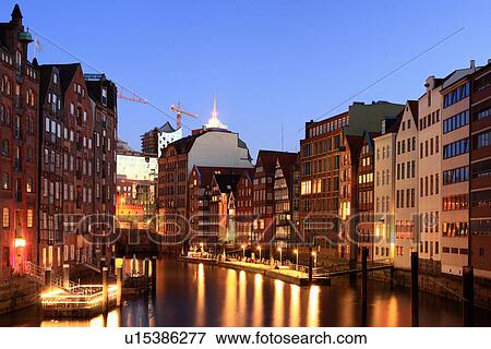 Hamburg lit up at night View Large Photo Image Stock Photo - Hamburg lit up at night. Fotosearch