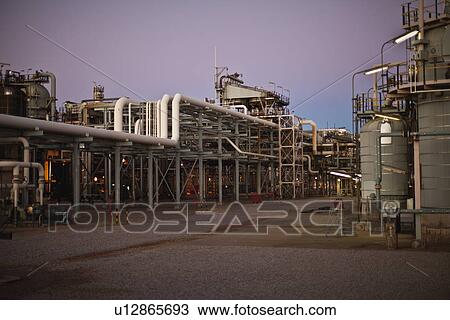 Stock Image - Infrastructure of oil refinery. Fotosearch