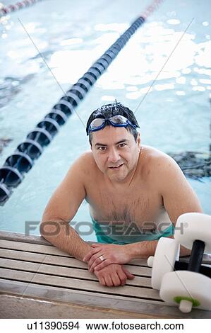 Man resting at edge of swimming pool View Large Photo Image Picture - Man resting at edge of swimming pool. Fotosearch
