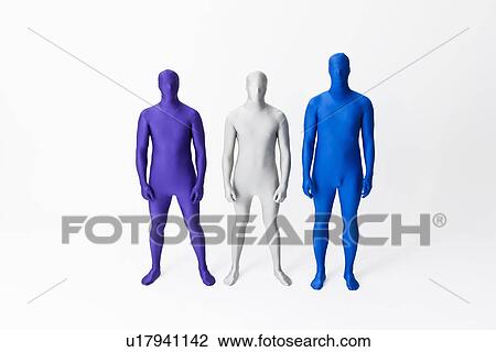Stock Image - Men in bodysuits standing together. Fotosearch