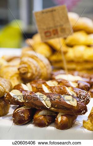 Stock Photograph - Pretzel rolls for sale. Fotosearch