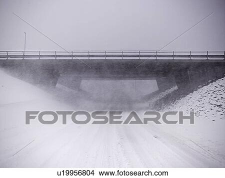 Picture - Snowy overpass in rural landscape. Fotosearch