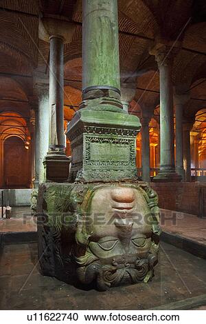 The byzantine Basilica Cistern, carved Medusa head, Istanbul, Turkey View Large Photo Image Stock Image - The byzantine Basilica Cistern, carved Medusa head, Istanbul, Turkey. Fotosearch