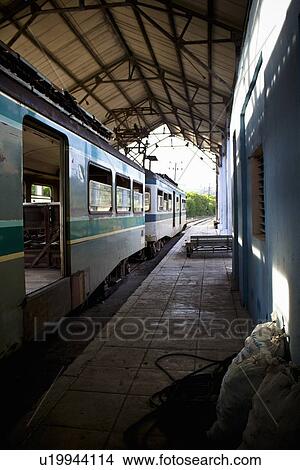 Train pulled up at station View Large Photo Image Picture - Train pulled up at station. Fotosearch