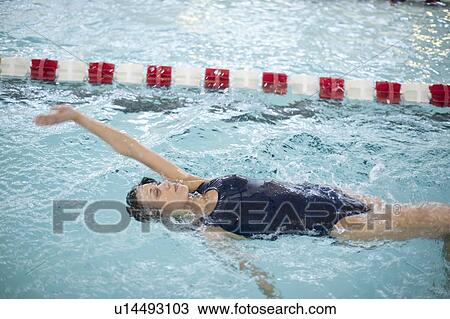 Woman doing laps in swimming pool View Large Photo Image Stock Image - Woman doing laps in swimming pool. Fotosearch