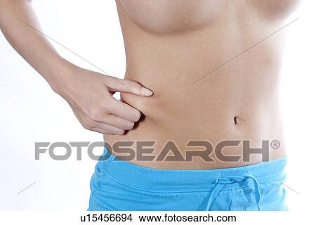 Woman pinching belly skin View Large Photo Image Picture - Woman pinching belly skin. Fotosearch