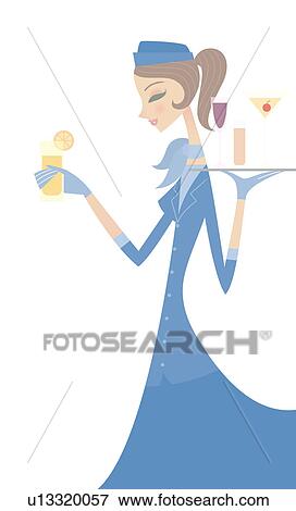 Air stewardess serving drinks View Large Photo Image Stock Photo - Air stewardess serving drinks. Fotosearch