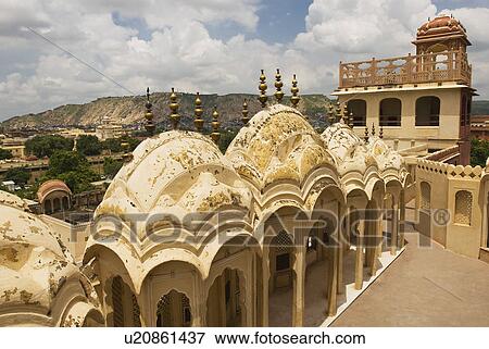 Stock Photo - Arcade of a palace, Hawa Mahal, Jaipur, Rajasthan, India. Fotosearch