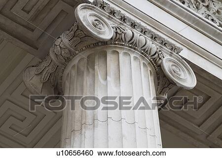 Stock Image - Architectural detail of a column, General Post Office, O'Connell Street, Dublin, Republic of Ireland. Fotosearch