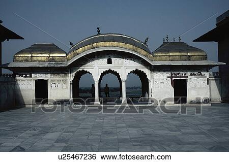 Stock Photograph - Architectural detail of a pavilion in a fort, Agra Fort, Agra, Uttar Pradesh, India. Fotosearch