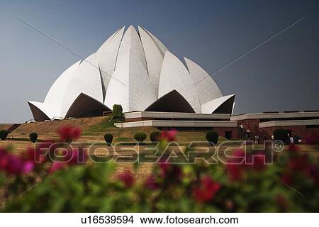 Picture - Architectural details of a temple, Lotus Temple, New Delhi, India. Fotosearch