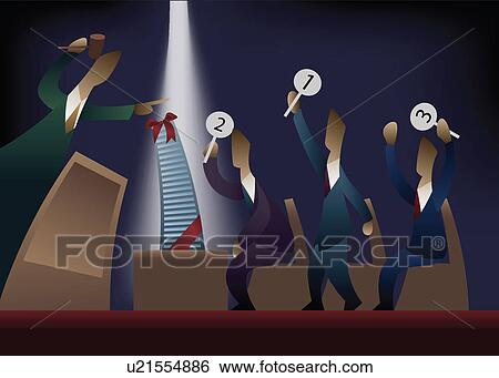 Auctioneer taking bid of a company at auction View Large Photo Image Stock Photograph - Auctioneer taking bid of a company at auction. Fotosearch