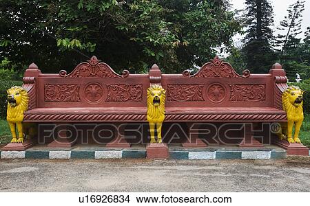 Bench in a botanical garden, Lal Bagh Botanical Garden, Bangalore, Karnataka, India View Large Photo Image Picture - Bench in a botanical garden, Lal Bagh Botanical Garden, Bangalore, Karnataka, India. Fotosearch