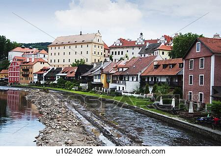Stock Image - Buildings in a city, Cesky Krumlov, South Bohemian Region, Czech Republic. Fotosearch