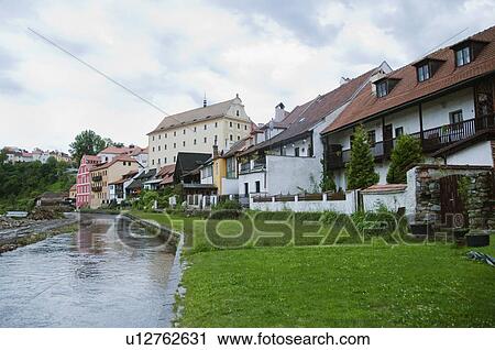 Stock Image - Buildings in a city, Cesky Krumlov, South Bohemian Region, Czech Republic. Fotosearch